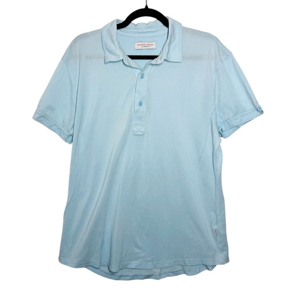 Orlebar Brown Light Blue Textured Cotton Short Sleeve Polo Shirt - XL